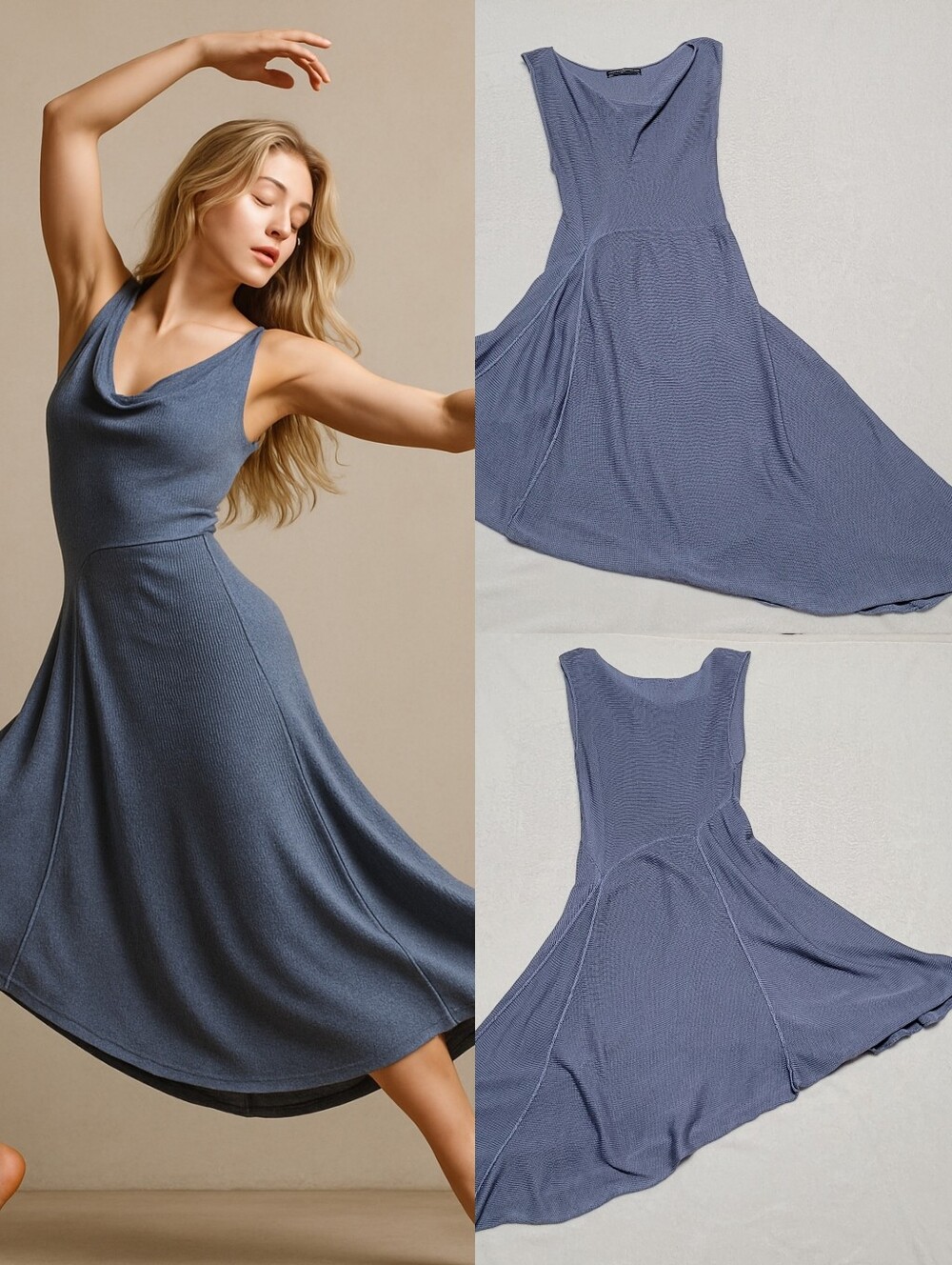Peruvian Connection Steel Blue Pima Cotton Asymmetric Semi-sheer Tunic Top Dress